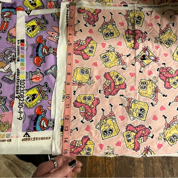 6 pc SpongeBob Poly Jersey knit fabric set - Picture 2 of 10